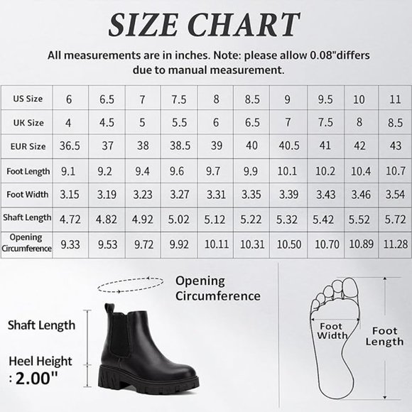 NIB Jeossy Women's Chelsea Ankle Boots | Fashion Lug Sole Platform size 7.5 - Picture 8 of 10